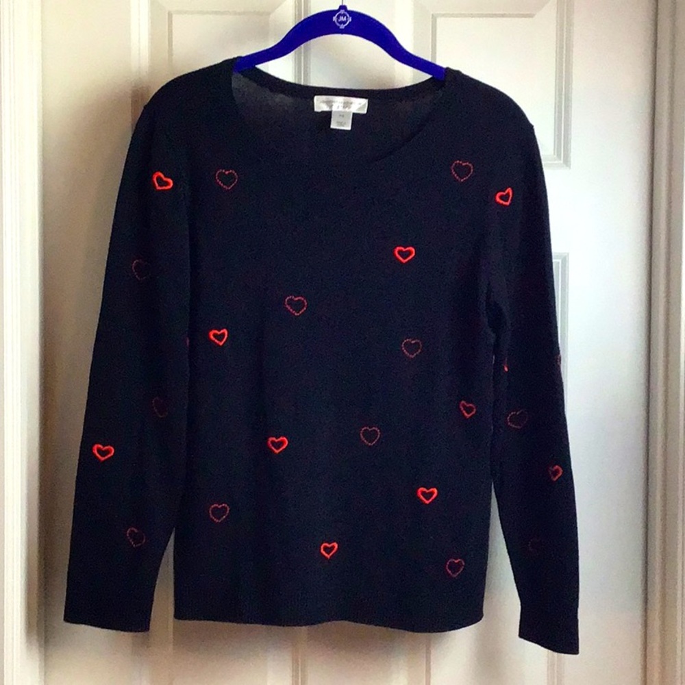 Christopher & Banks ❤️ Embroidered Heart sweater